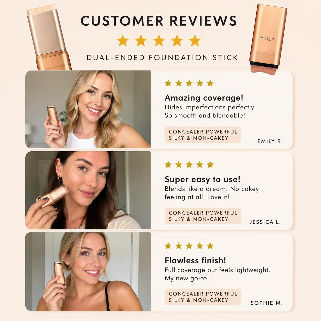 ✨ KOREAN DUAL-ENDED RADIANT CONCEALER & FOUNDATION STICK