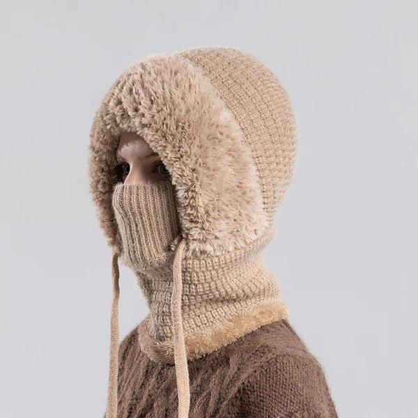 đ„Women's Winter One-Piece Knitted Beanie Scarf Mask 3-in-1 Balaclava