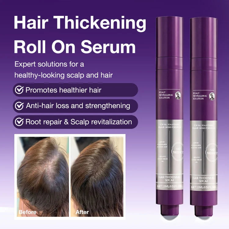 Hair Thickening Roll-On Serum Reduces Hair Shedding / Targets Thinning Areas / Nourishes the Scalp Support fuller, healthier-looking hair every day