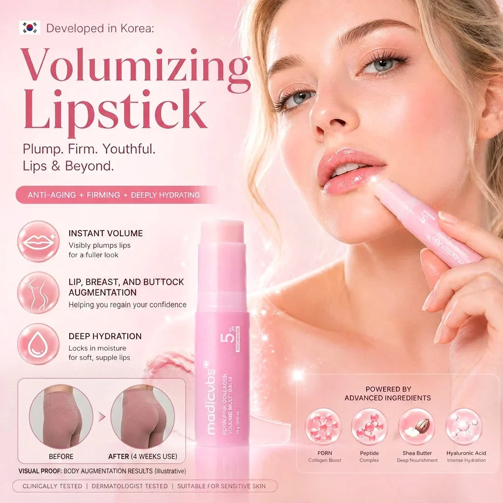💗💗 Developed in Korea | Anti-Aging | Moisturizes & Smooths Skin | Plumps Lips, Bust, & Hips | Improves Dark Spots | Firms Skin | Pink Collagen Multi-Effect Plumping Serum Stick