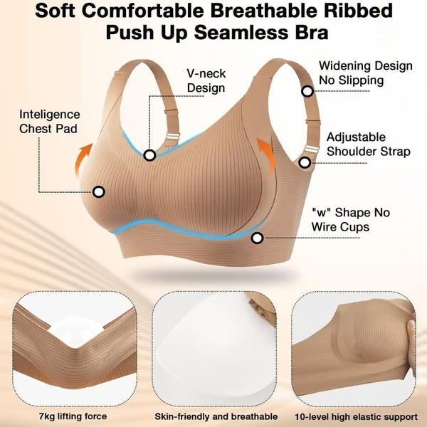 🎁 Buy 1 Get 3 Packs🔥Super Firming Wire-Free Push Up Bra All-Day Comfort No More Sagging (3-Pack Value Set)