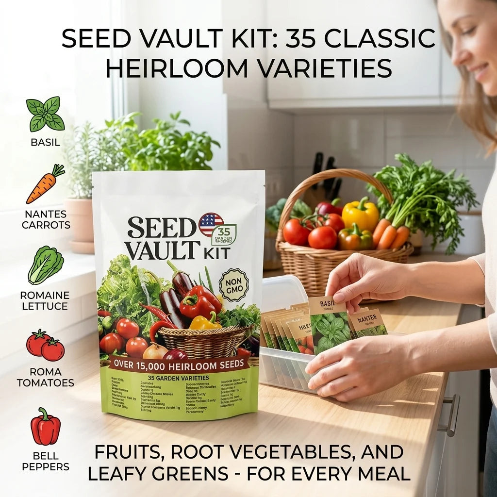 🌱 35 Heirloom Vegetable Seed Survival Kit