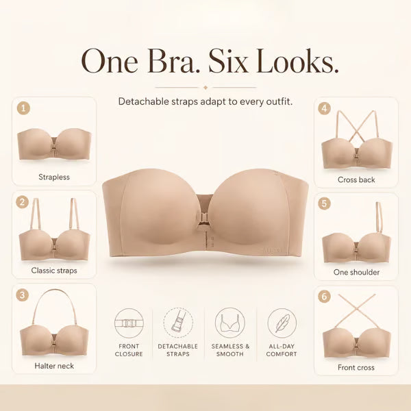 Women's Strapless Front Closure Push-Up Bra