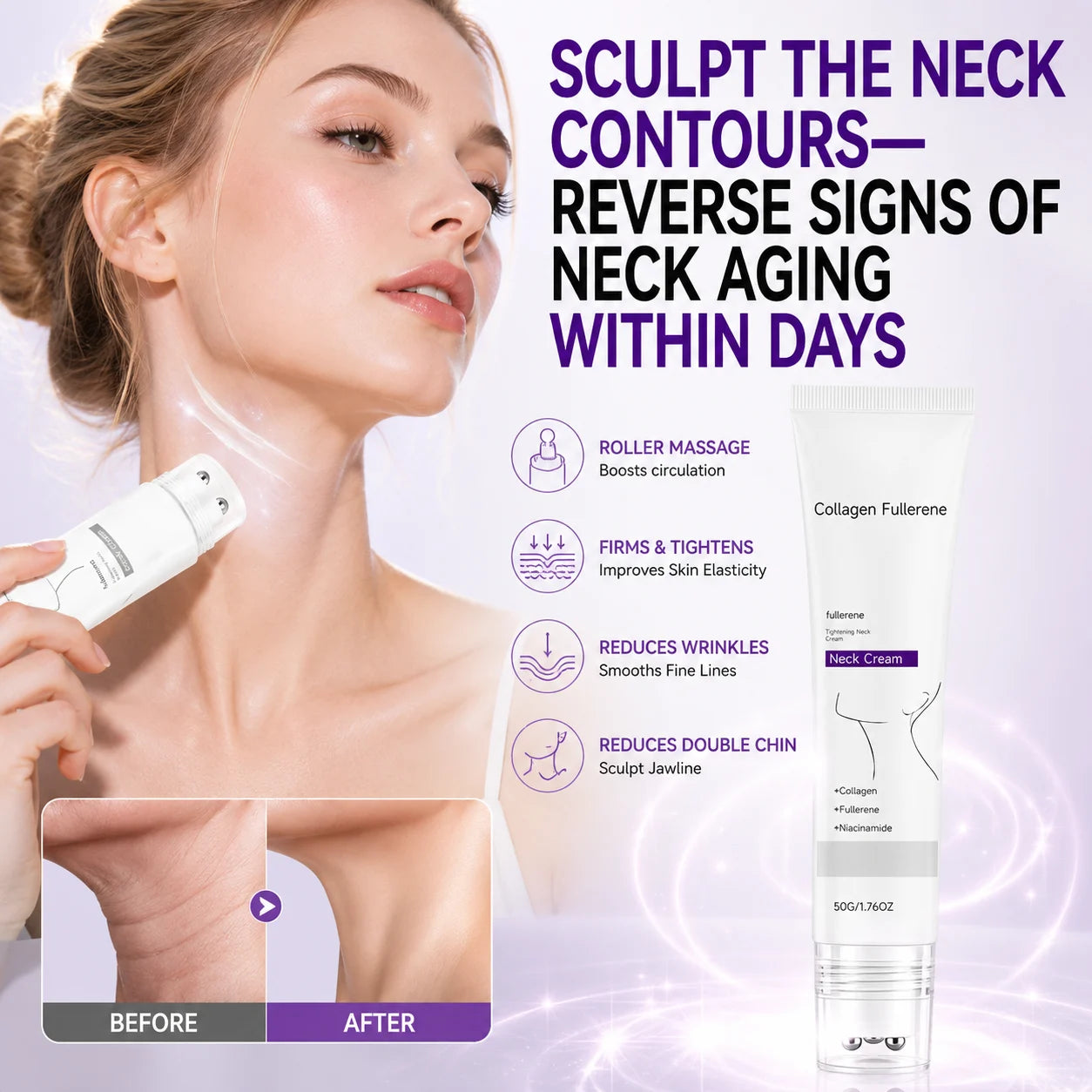 ✨ MAGIC COLLAGEN & FULLERENE NECK CREAM Lift. Tighten. Sculpt. Reverse the Look of Neck Aging in Days 💎