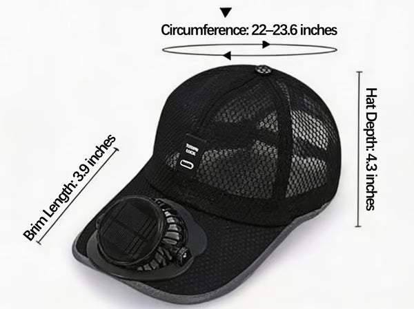 🌞Solar Fan Baseball Cap - UV Protection Wide Brim Mesh Hat with Solar & USB Power for Outdoor Heat Relief