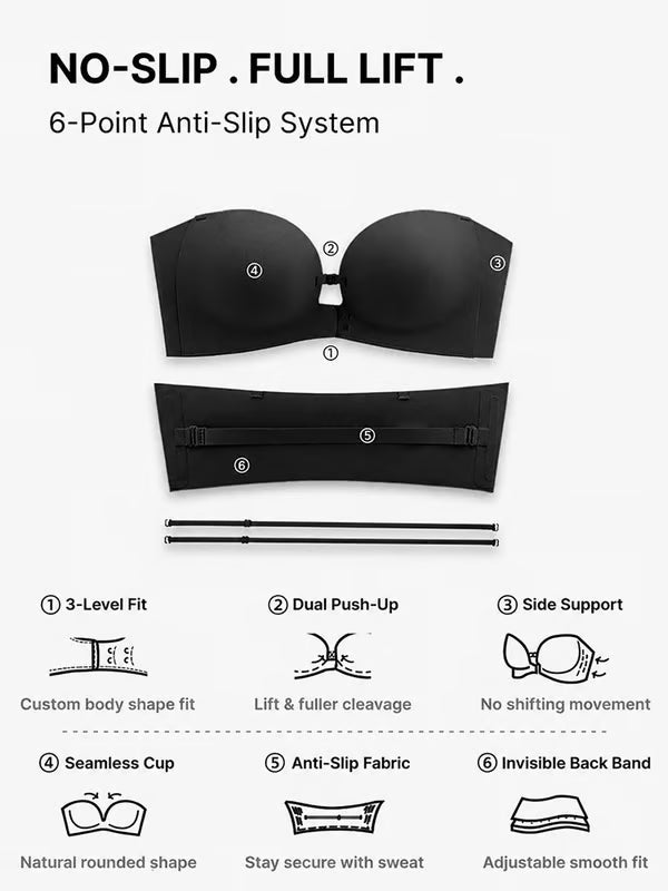 Women's Strapless Front Closure Push-Up Bra