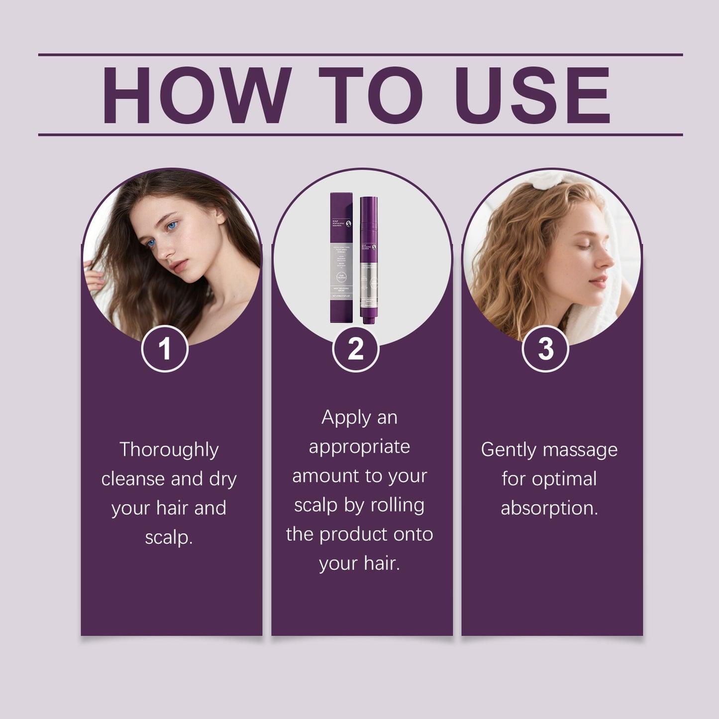Hair Thickening Roll-On Serum Reduces Hair Shedding / Targets Thinning Areas / Nourishes the Scalp Support fuller, healthier-looking hair every day