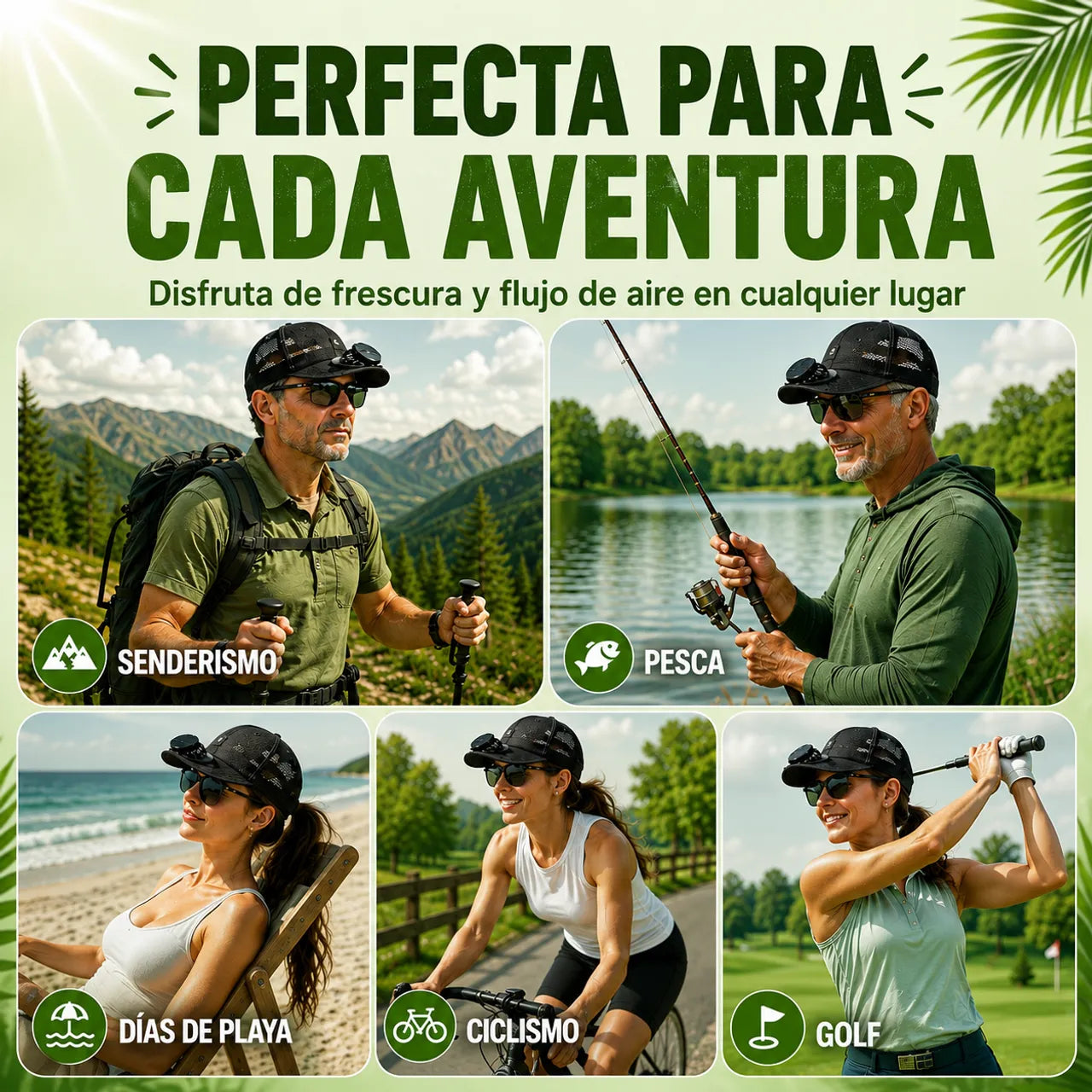 🌞Solar Fan Baseball Cap - UV Protection Wide Brim Mesh Hat with Solar & USB Power for Outdoor Heat Relief